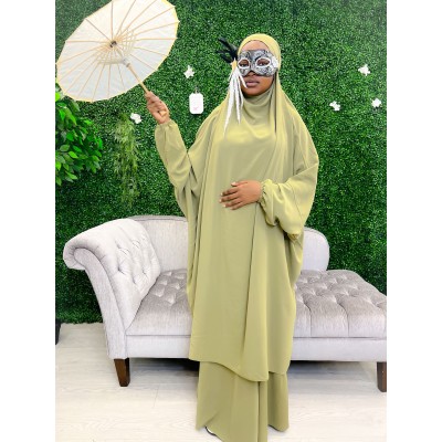 Jilbab jupe pistache soie de medine